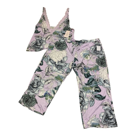 Linea Donatella Palm Garden Cami & Pant Pajama Set Size Large Lilac - Picture 7 of 11